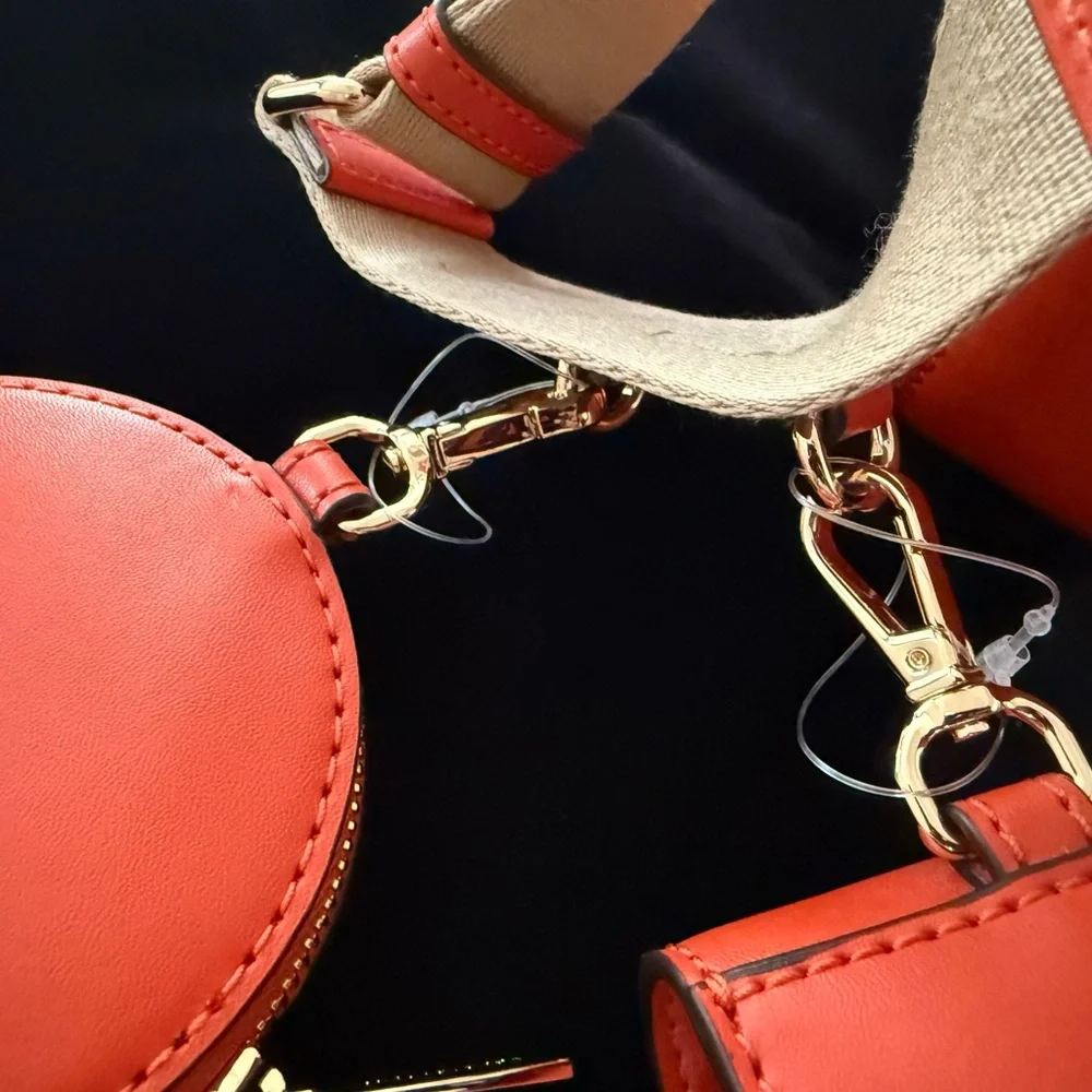 Michael Kors Orange and Cream Woven Crossbody Bag - Picture 5 of 10